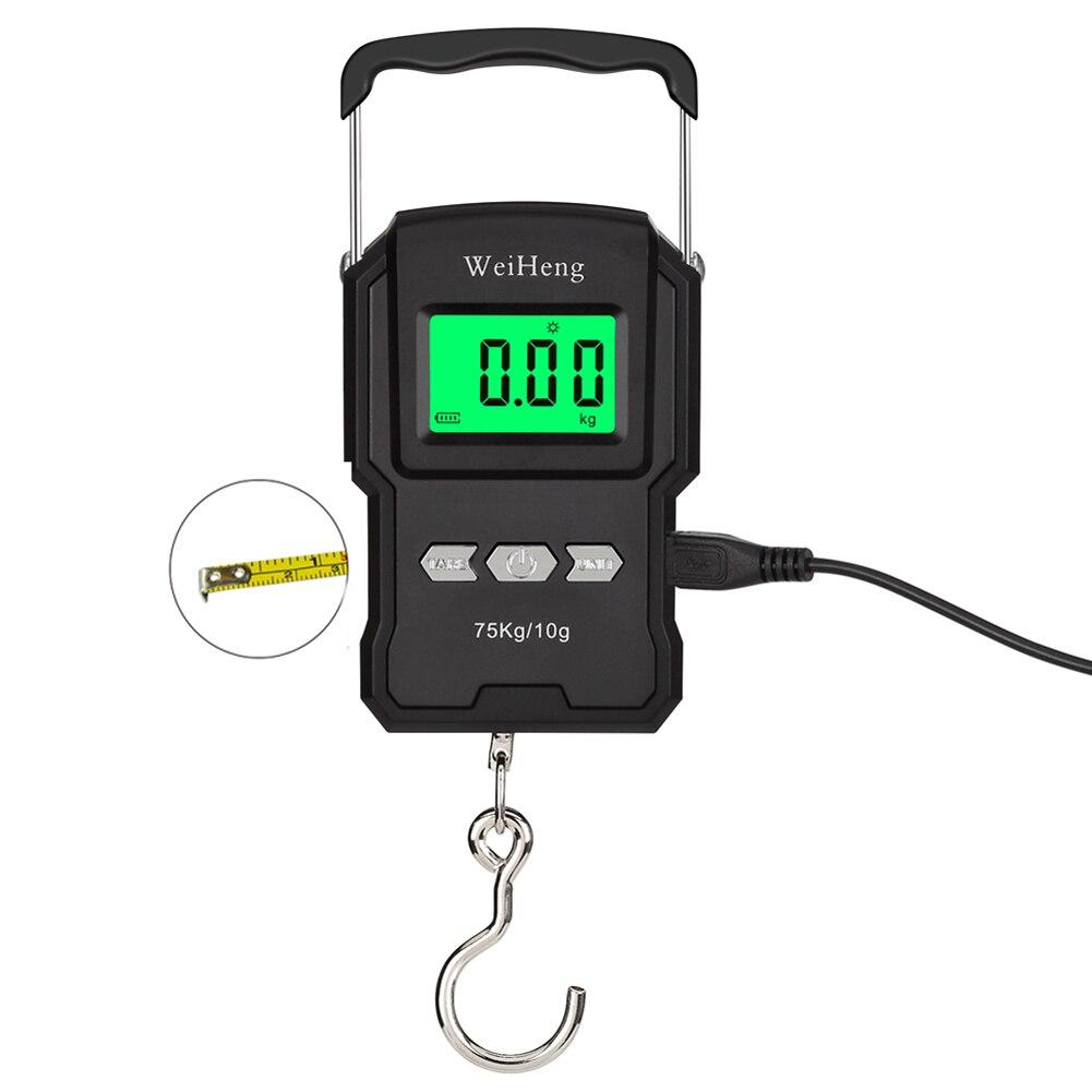 WeiHeng A27L/A27L-B rechargeable length measure with backlight display and five unit switch, compact design for easy portability.